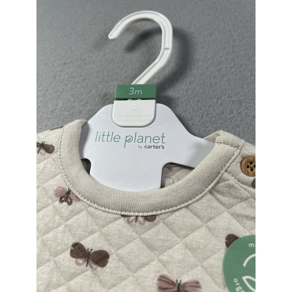 Little Planet Carters Unisex Baby 3M Set 2 Long Sleeve Tops & Pants Organic Tan - Picture 9 of 9